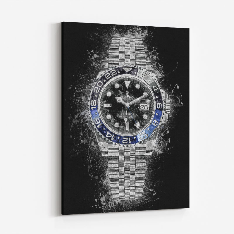 Rolex Batman On Black Abstract Art Print