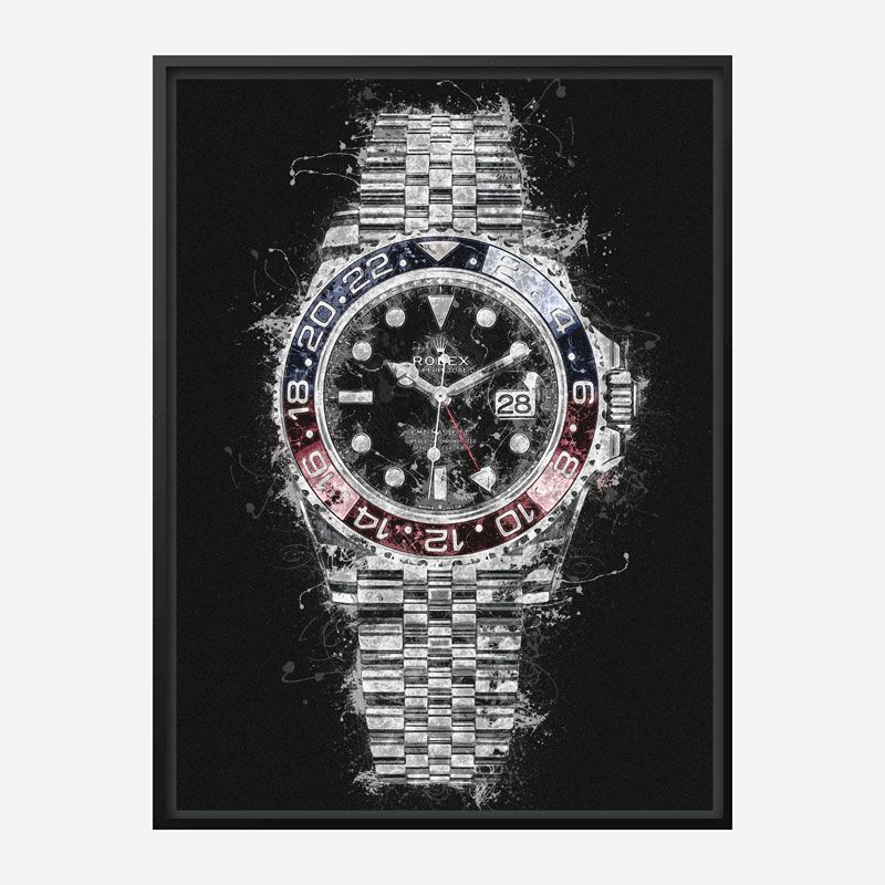 Rolex Pepsi On Black Abstract Art Print