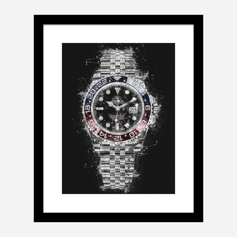 Rolex Pepsi On Black Abstract Art Print