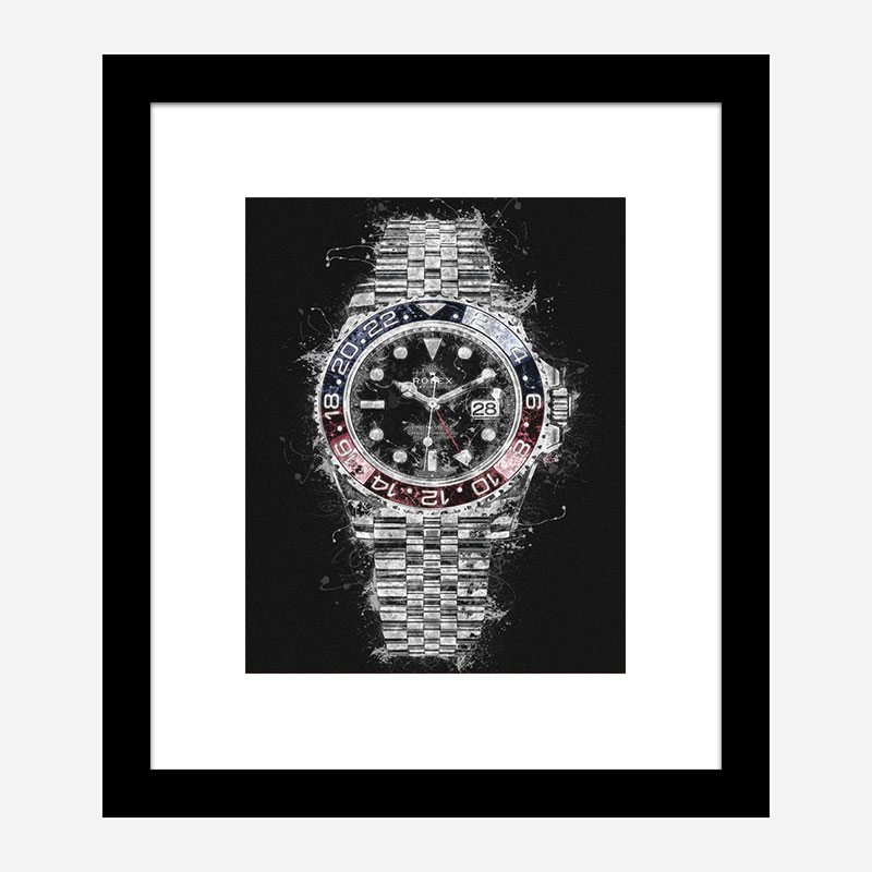 Rolex Pepsi On Black Abstract Art Print