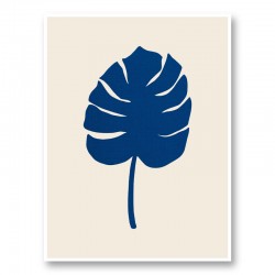 Monstera Canvas Blue Wall Art Print