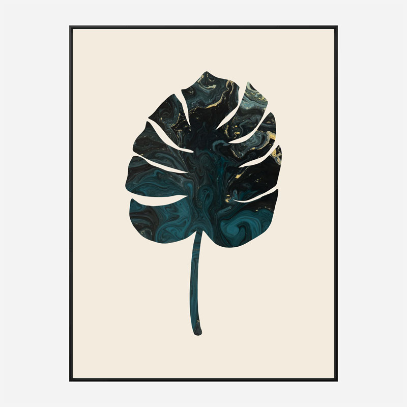 Monstera Marble Green Wall Art Print