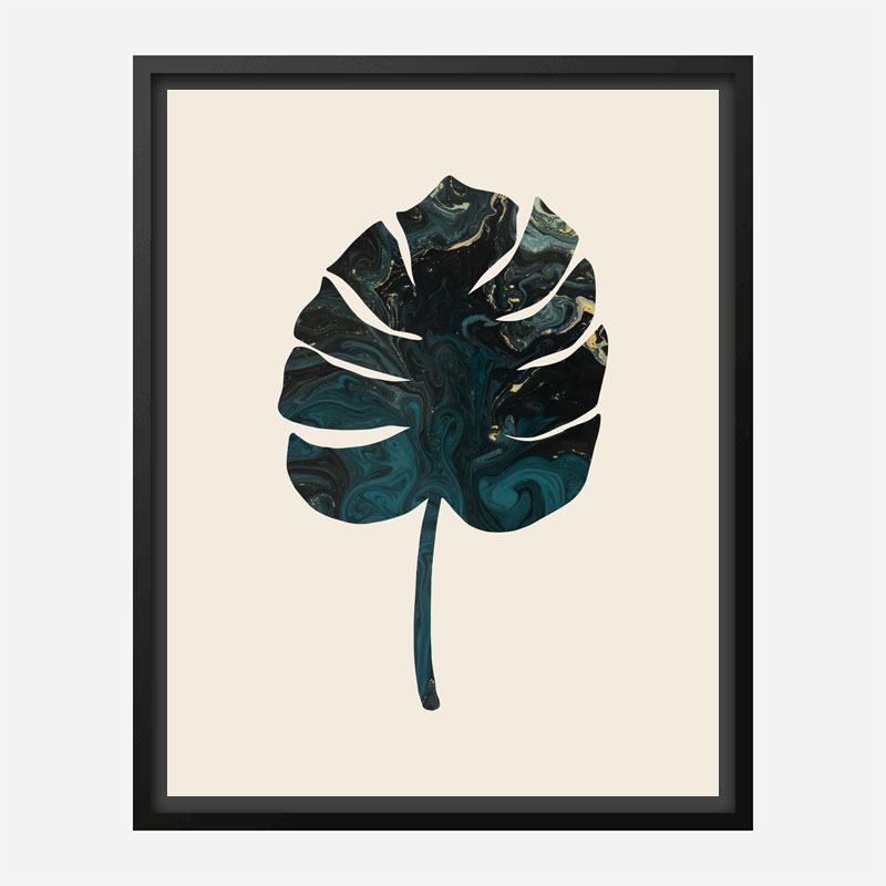 Monstera Marble Green Wall Art Print