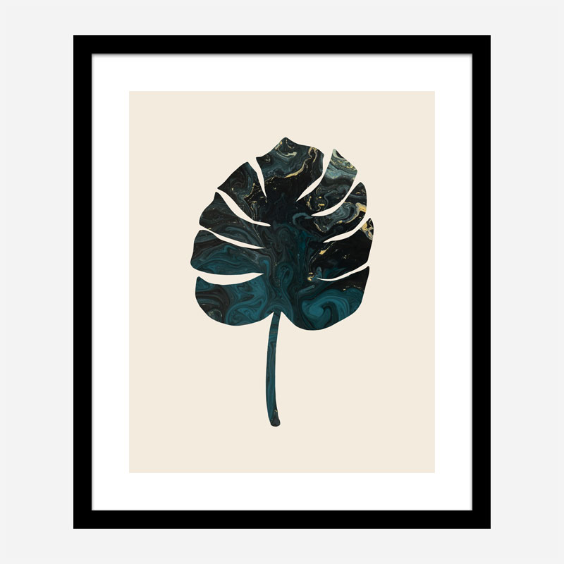 Monstera Marble Green Wall Art Print