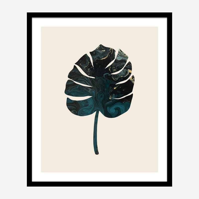 Monstera Marble Green Wall Art Print