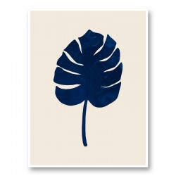 Monstera Marble Blue Wall Art Print