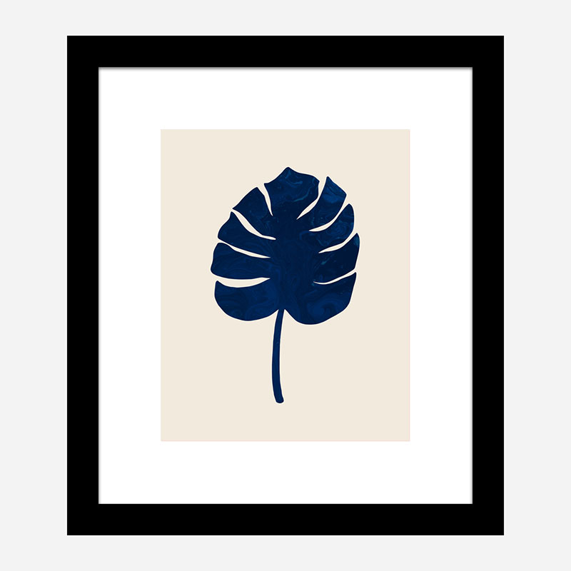 Monstera Marble Blue Wall Art Print