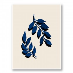 Blue Twig Brush Wall Art Print