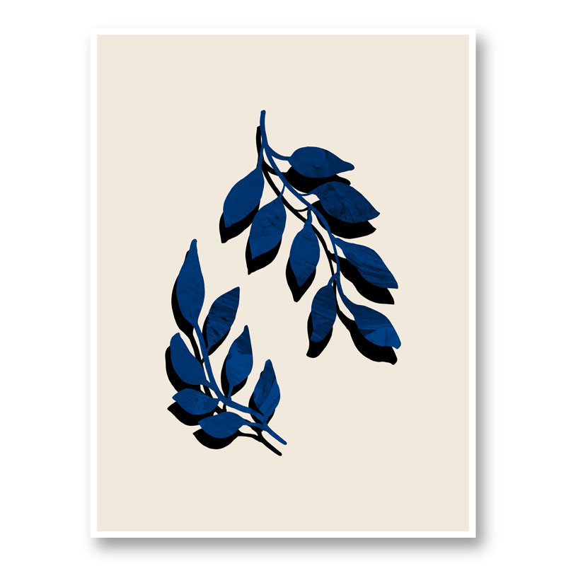 Blue Twig Brush Wall Art Print Blue Twig Brush Wall Art Print