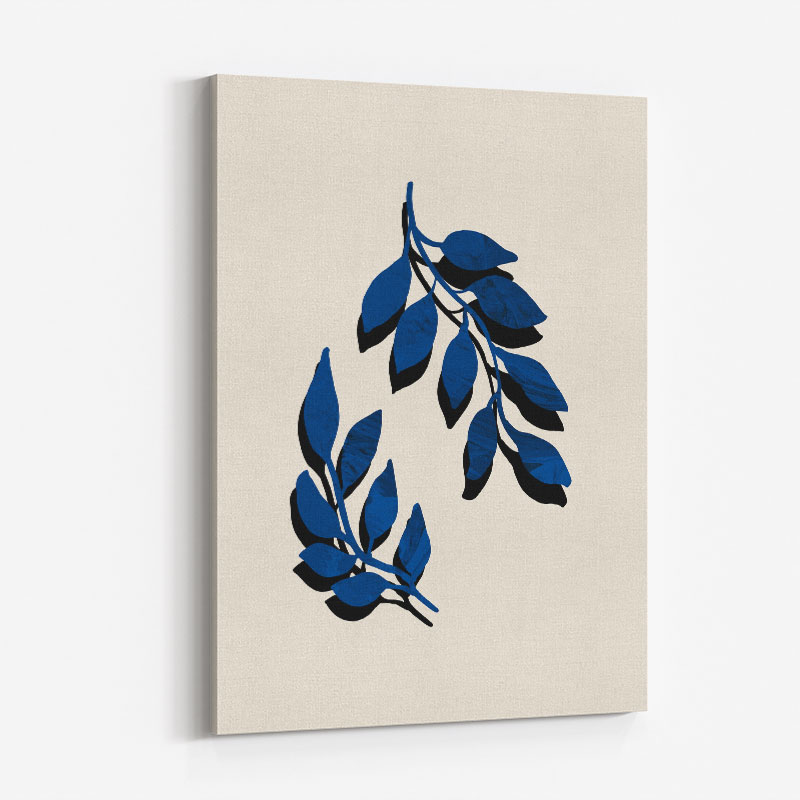 Blue Twig Brush Wall Art Print