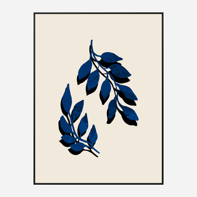 Blue Twig Brush Wall Art Print Blue Twig Brush Wall Art Print