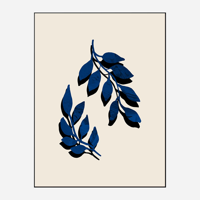 Blue Twig Brush Wall Art Print Blue Twig Brush Wall Art Print