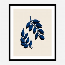 Blue Twig Brush Wall Art Print