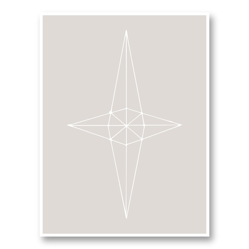 Grid Star Grey Wall Art Print