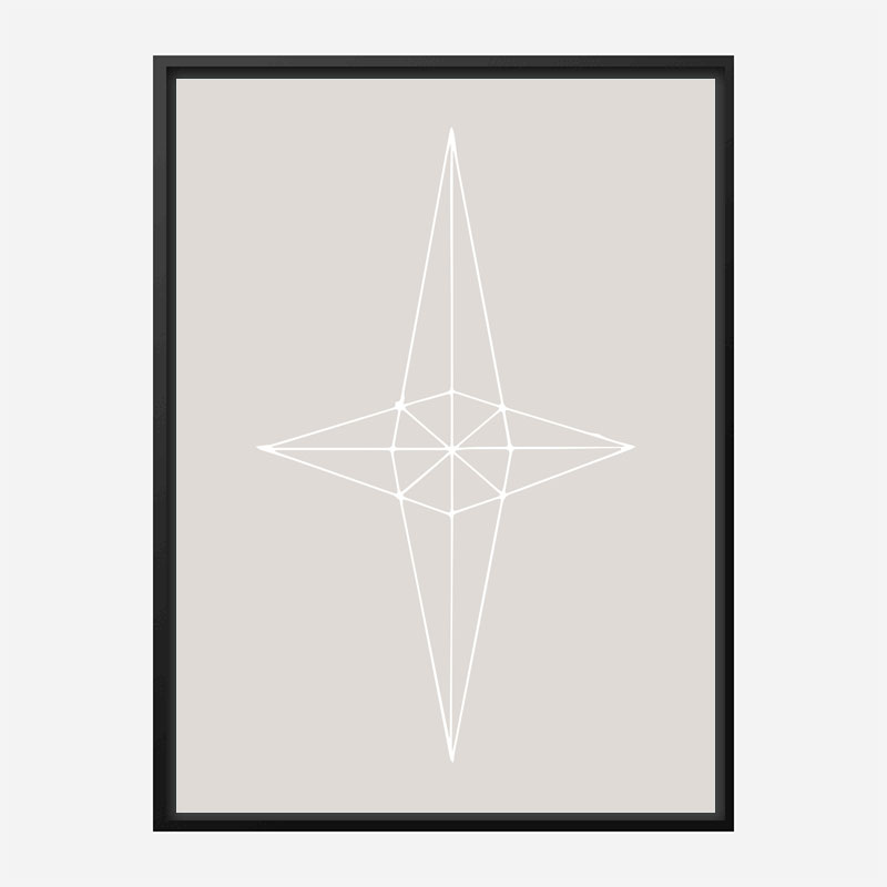 Grid Star Grey Wall Art Print