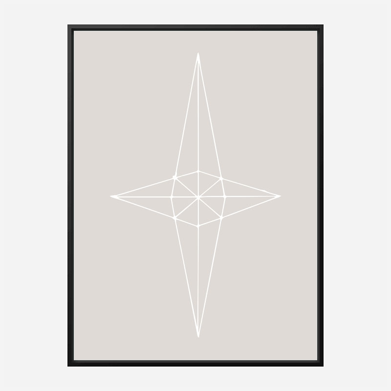 Grid Star Grey Wall Art Print