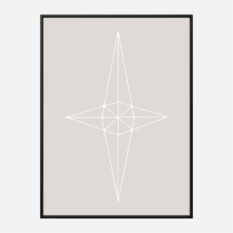 Grid Star Grey Wall Art Print