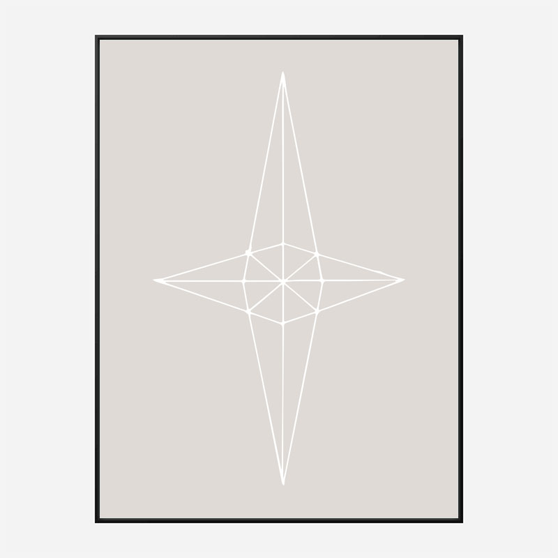 Grid Star Grey Wall Art Print