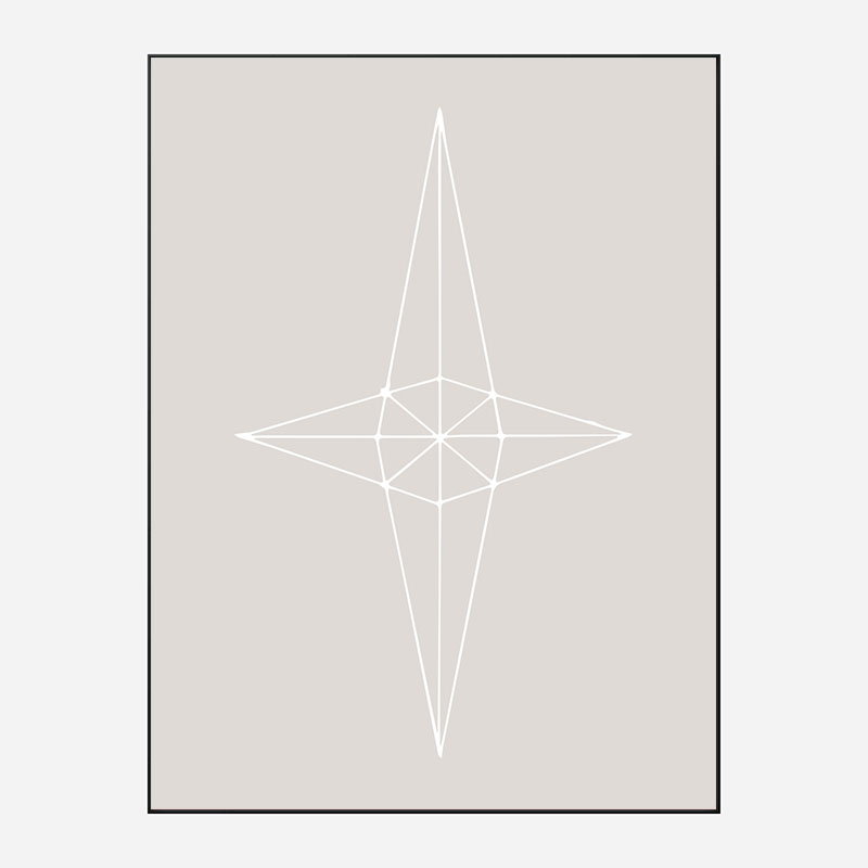 Grid Star Grey Wall Art Print