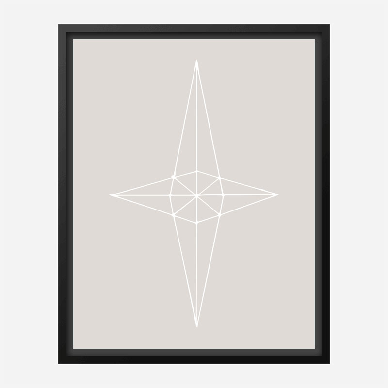 Grid Star Grey Wall Art Print