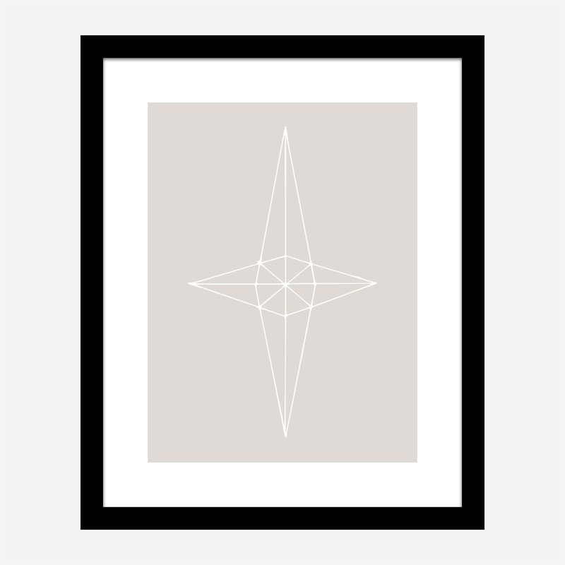 Grid Star Grey Wall Art Print