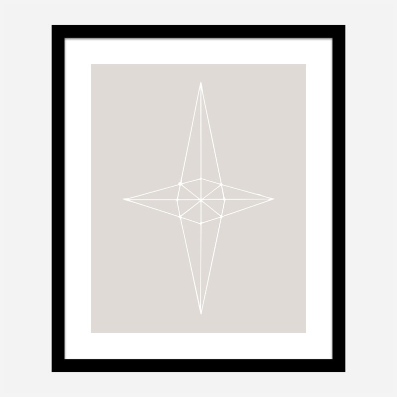 Grid Star Grey Wall Art Print