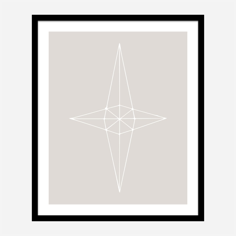 Grid Star Grey Wall Art Print