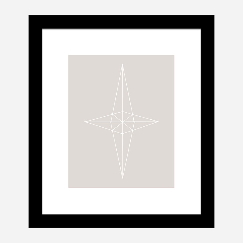 Grid Star Grey Wall Art Print