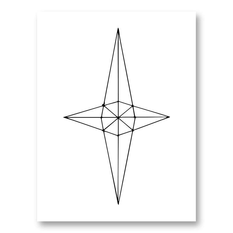 Grid Star White Wall Art Print