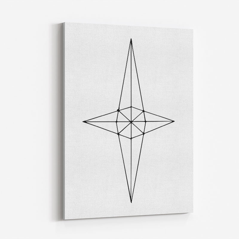 Grid Star White Wall Art Print