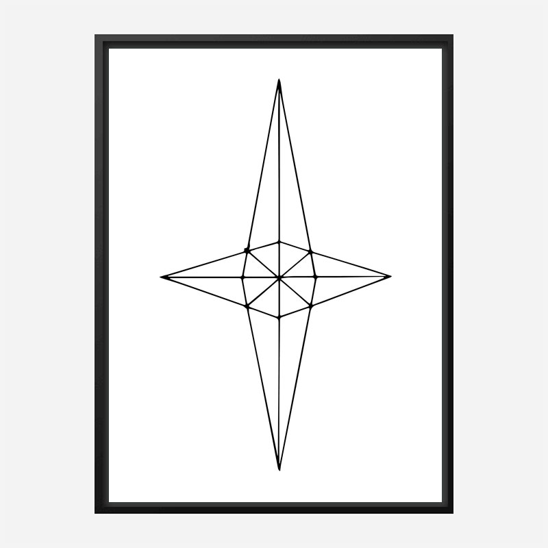 Grid Star White Wall Art Print