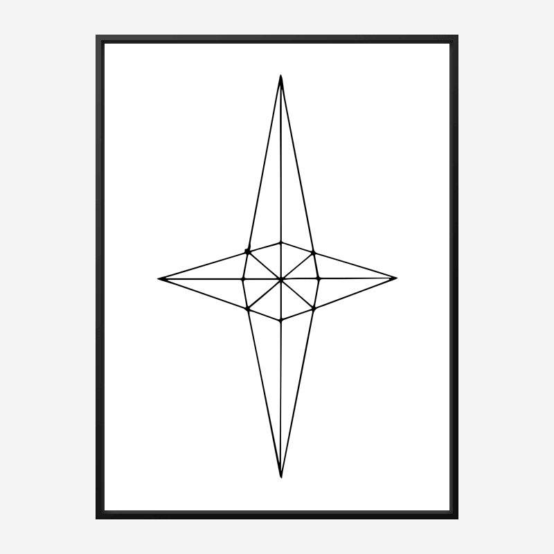 Grid Star White Wall Art Print