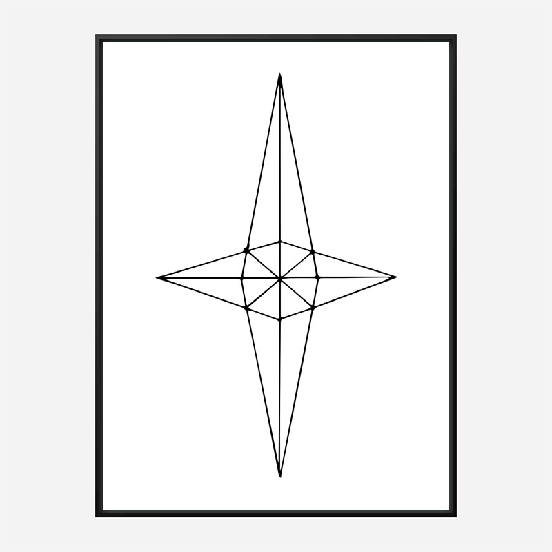 Grid Star White Wall Art Print