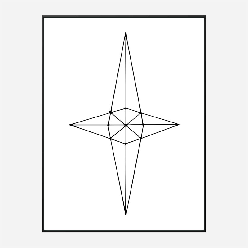 Grid Star White Wall Art Print