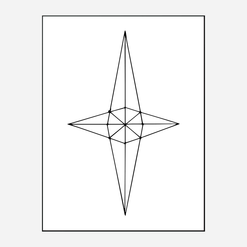 Grid Star White Wall Art Print