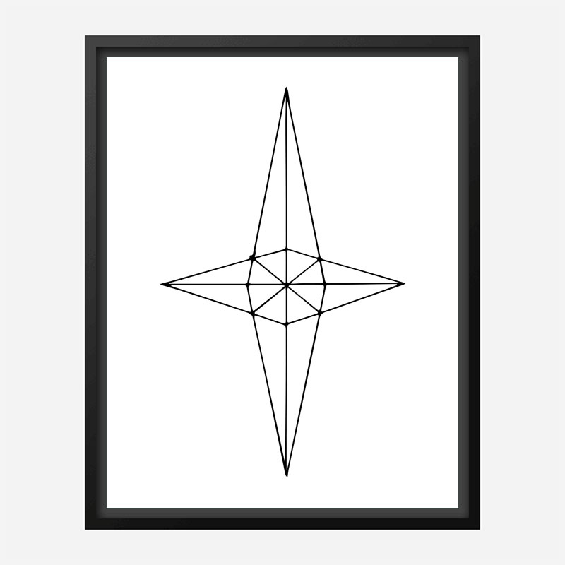 Grid Star White Wall Art Print