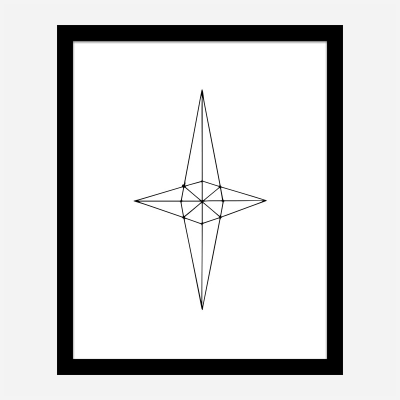 Grid Star White Wall Art Print