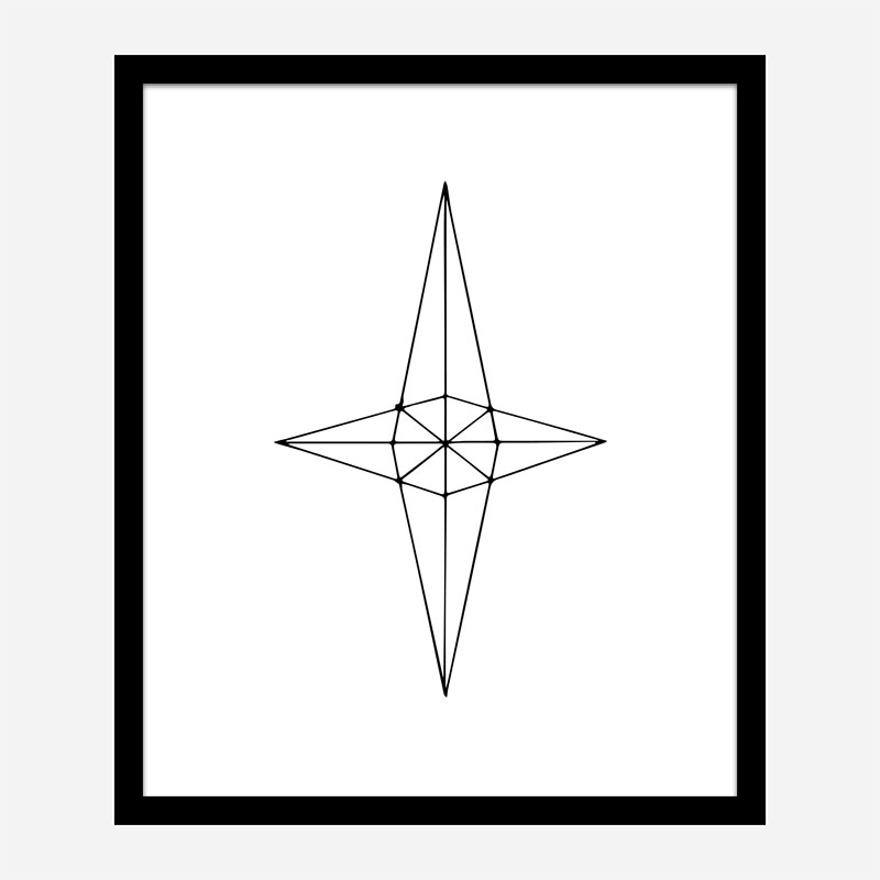 Grid Star White Wall Art Print