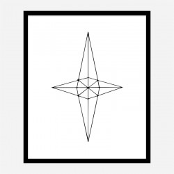 Grid Star White Wall Art Print