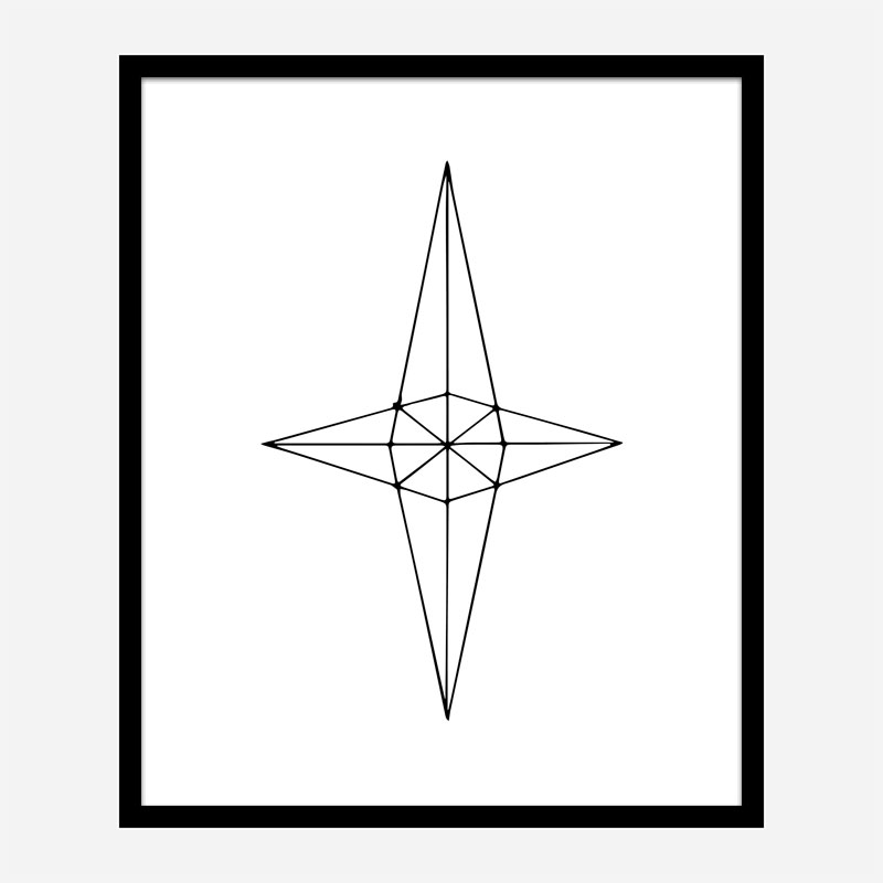 Grid Star White Wall Art Print