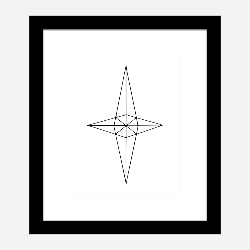 Grid Star White Wall Art Print