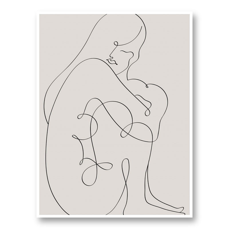 Woman Lines Black Wall Art Print