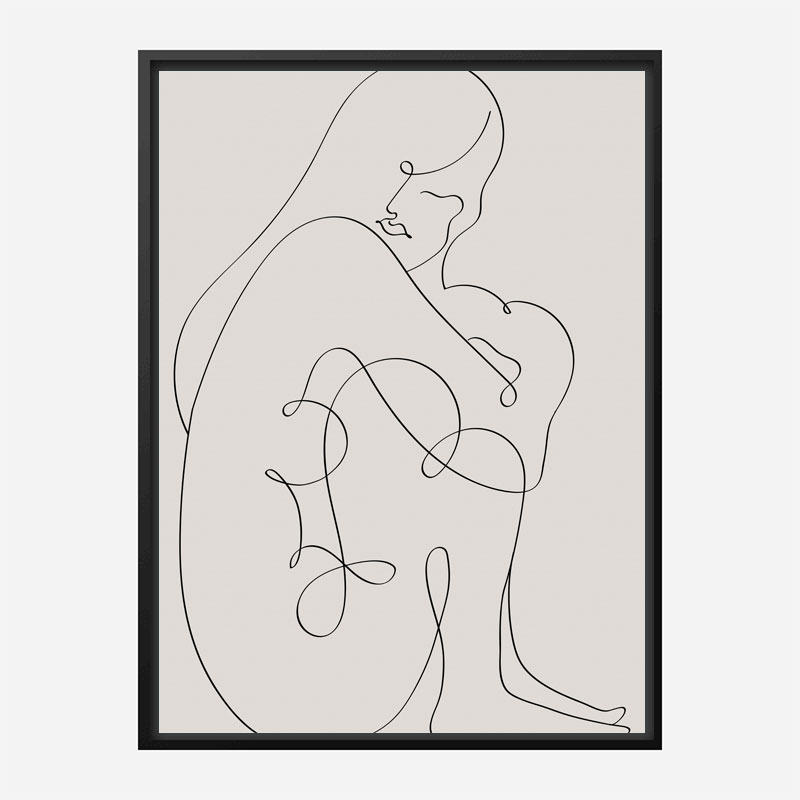 Woman Lines Black Wall Art Print