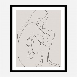Woman Lines Black Wall Art Print