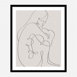 Woman Lines Black Wall Art Print