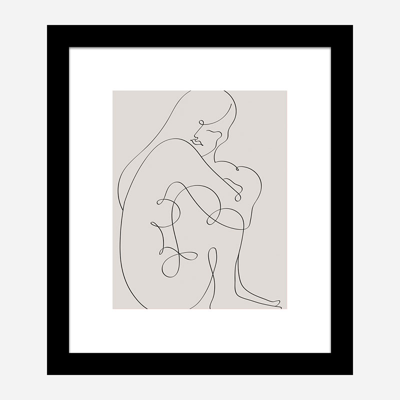 Woman Lines Black Wall Art Print