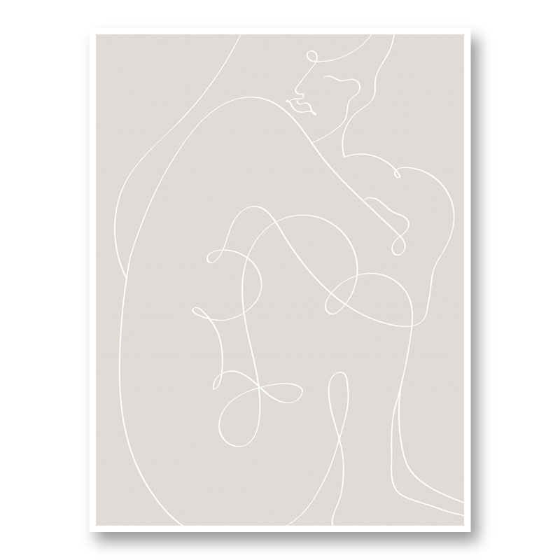 Woman Lines White Wall Art Print