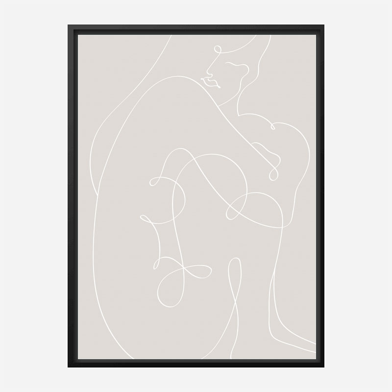 Woman Lines White Wall Art Print