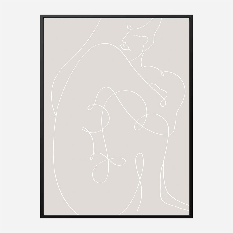 Woman Lines White Wall Art Print