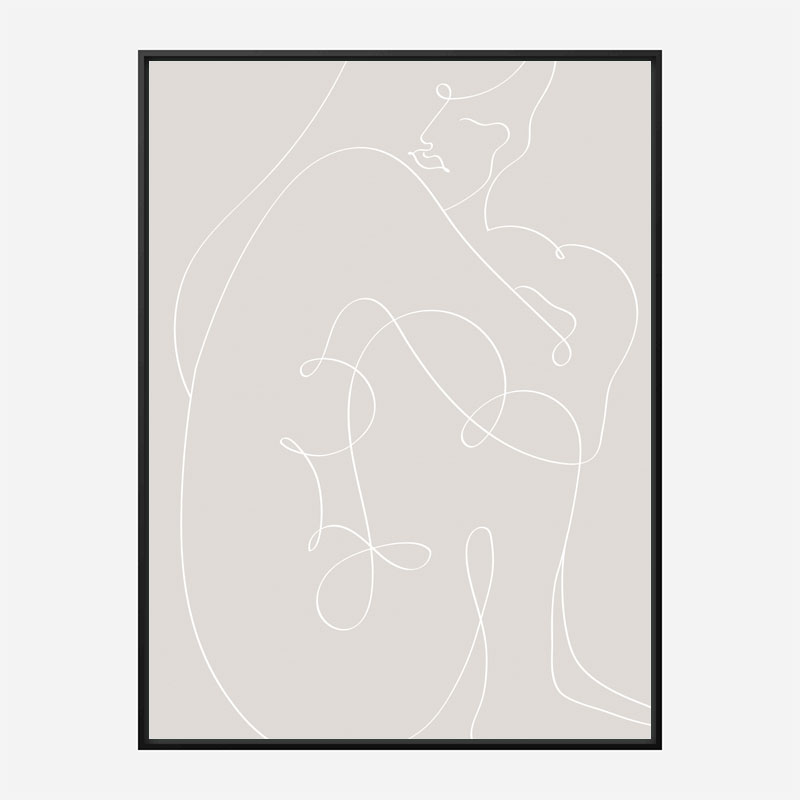 Woman Lines White Wall Art Print